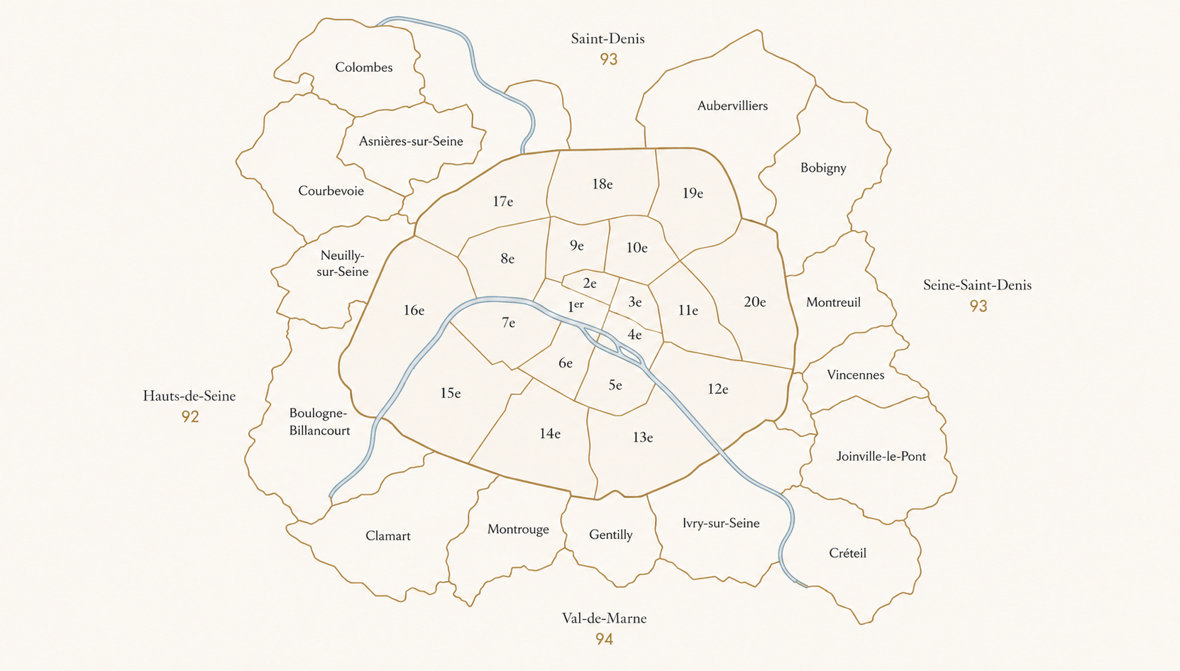 Carte de Paris et petite couronne — zones d'intervention Artisan France Fenêtre